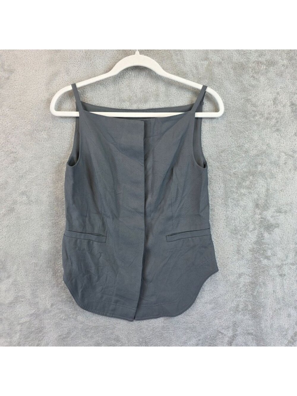 Loulou Studio Mihant Top Womens XS Gray Square Neck Lined Viscose Linen Camisole
